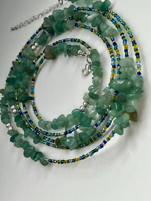 Genuine Green Aventurine Gemstone Crystal Waist Beads - image2